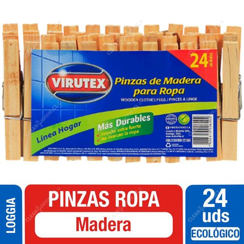 Pinzas de Madera para Ropa Virutex 24 Unid