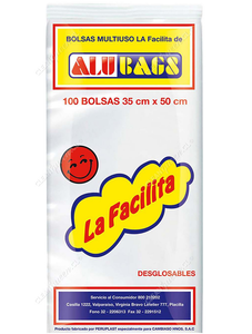 La Facilita Bolsas Multiuso Transparente Grande 35 x 50 cm 100 un