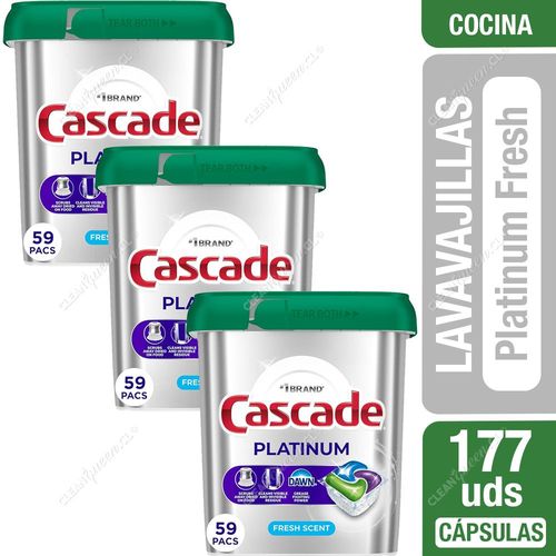 Cascade Detergente Lavavajillas Cápsulas Platinum Fresh 3 x 59 un
