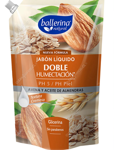 Ballerina Jabón Líquido Doble Humectación Avena y Aceite de Almendras Recarga 750 ml