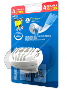 Raid Insecticida Aparato + 4 Tabletas Gratis Mosquitos y Zancudos