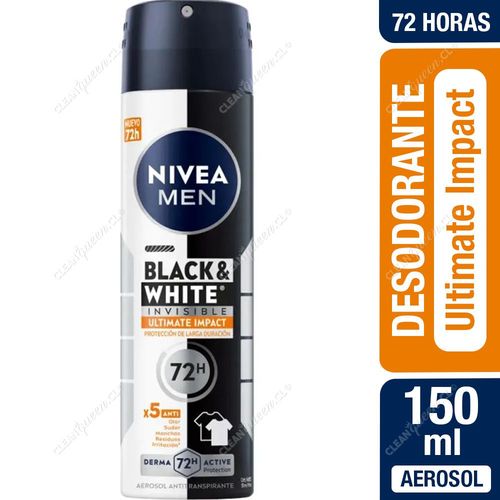 Nivea Desodorante Aerosol Hombre Men Black & White Ultimate Impact Invisible 150 ml