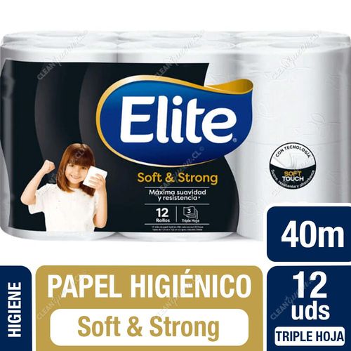 Elite Papel Higiénico Soft & Strong Triple Hoja 40 m 12 un