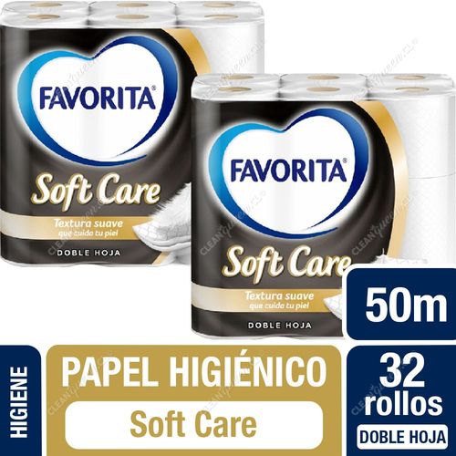 Favorita Papel Higiénico Soft Care Doble Hoja 50 m 32 un