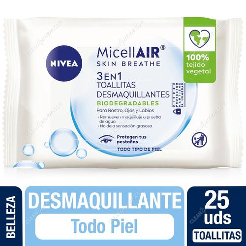 Nivea Toallitas Desmaquillantes MicellAir Todo Piel 25 un