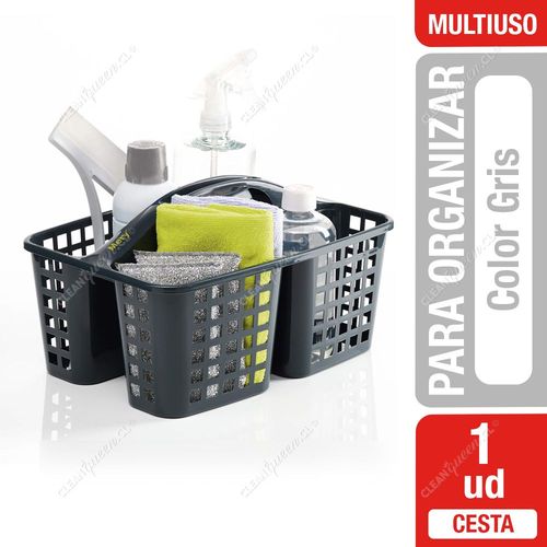 Mery Cesta Organizadora Productos Limpieza Gris