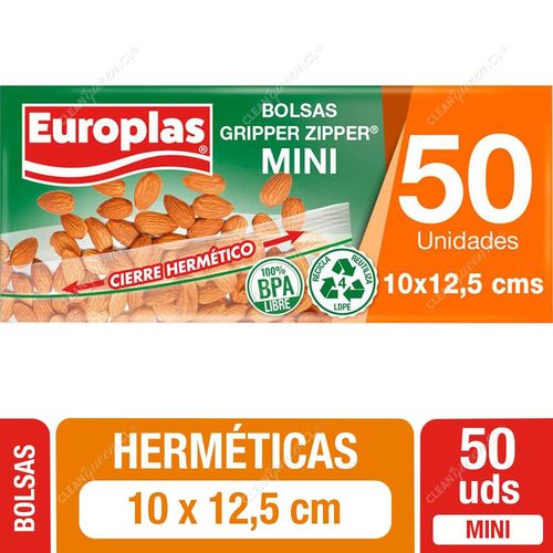 Europlas Bolsas Herméticas Gripper Zipper Mini 50 un