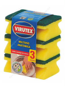 Virutex Esponja Acanalada Anatómica Antibacterial 3 un