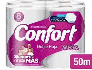 Confort Papel Higiénico Mega Doble Hoja 50 m 8 un