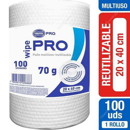 Virutex Paño Multiuso Reutilizable Pro 20 x 40 cm 100 un