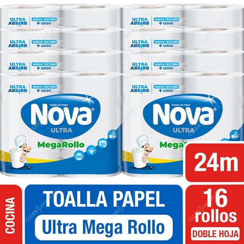 Nova Toalla de Papel Ultra Mega Rollo 24 m 8 x 2 un
