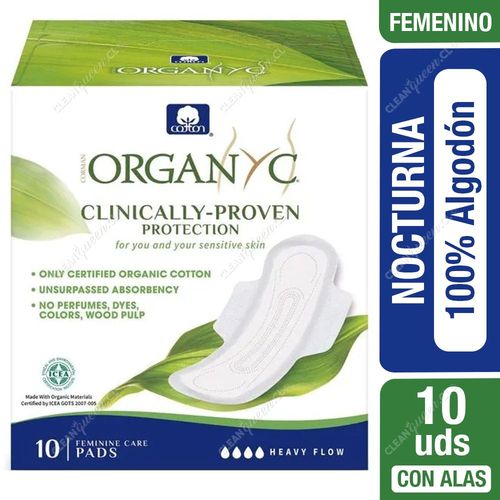 Organyc Toalla Higiénica Nocturna Ultrafina 10 un