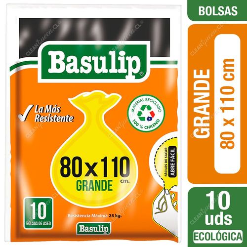 Basulip Bolsas Basura Grande 80 x 110 cm 10 un