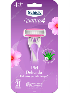 Schick Afeitadora Desechable Quattro Piel Delicada 2 un