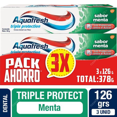 Aquafresh Pasta Dental Triple Protección Menta 3 x 126 g