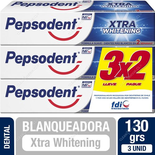 Pepsodent Pasta Dental Blanqueadora Xtra Whitening 130 g X 3 un