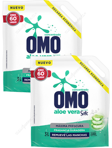 Omo Detergente Líquido Soft Aloe Vera Doypack 2 x 3 L