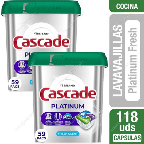 Cascade Detergente Lavavajillas Cápsulas Platinum Fresh 2 x 59 un
