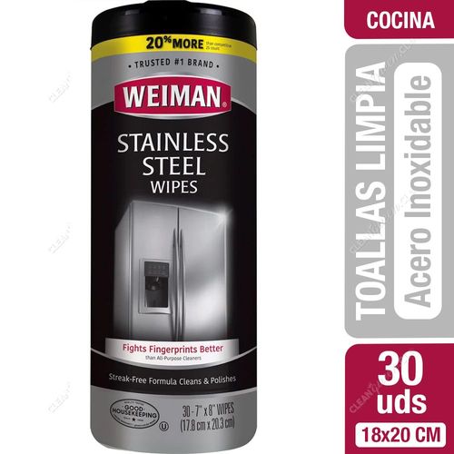 Weiman Toallas Húmedas Acero Inoxidable 30 un