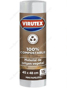 Virutex Bolsas de Basura Ecológicas 100% Compostable Mini Papelera 45 x 48 cm 15 un