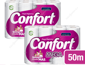 Papel Higiénico Confort Mega Doble Hoja 50 m 80 un