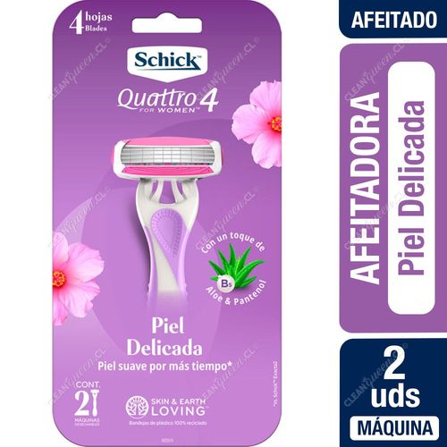 Schick Afeitadora Desechable Quattro Piel Delicada 2 un