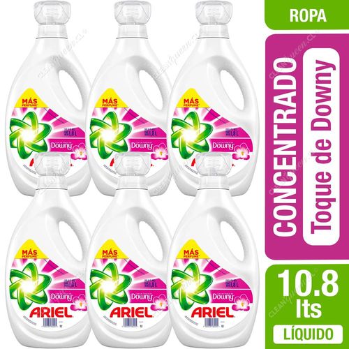 Ariel Detergente Líquido Concentrado Toque de Downy 6 x 1.8 L