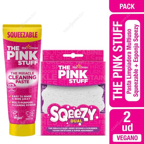 Pack Pasta Limpiadora Multiuso Squeezable The Pink Stuff 300 g + Esponja Dual Sqeezy The Pink Stuff 1 un