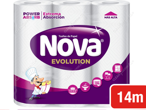 Nova Toalla de Papel Evolution Doble Hoja 14 m 3 un