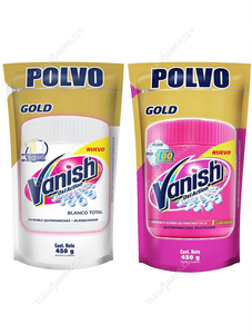 Quitamanchas en Polvo Vanish Pack Ahorro Ropa Blanca y Ropa Color 450 g c/u