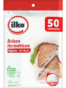 Bolsa Hermética Cierre Fácil Pequeña Ilko 16 x 15 cm 50 Unid