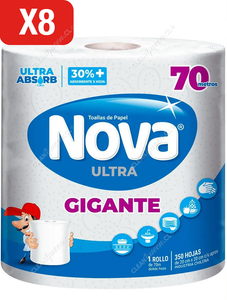 Nova Toalla Papel Gigante Doble Hoja 70 m 8 un