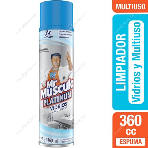 Mr. Músculo Limpiador Vidrios y Multiuso Platinum Aerosol 360 cc