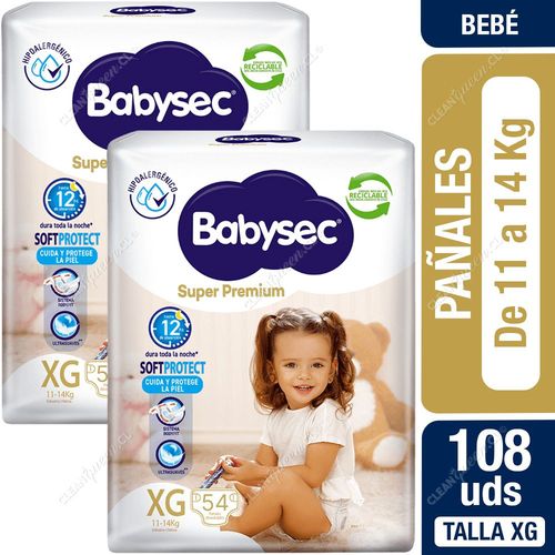 Babysec Pañales Super Premium Talla XG 108 un