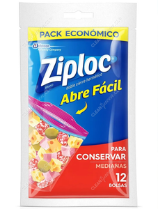 Ziploc Bolsas Multiuso para Conservar Cierre Fácil Medianas 12 un