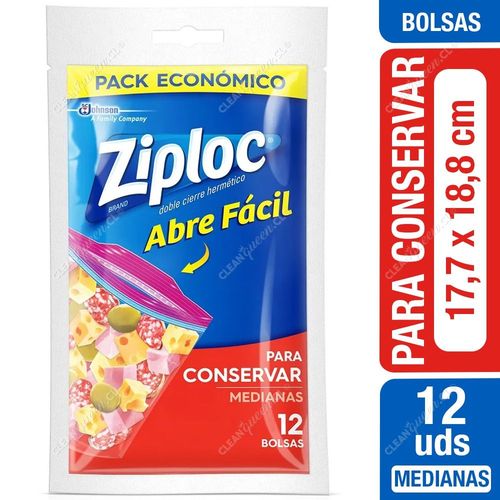 Ziploc Bolsas Multiuso para Conservar Cierre Fácil Medianas 12 un