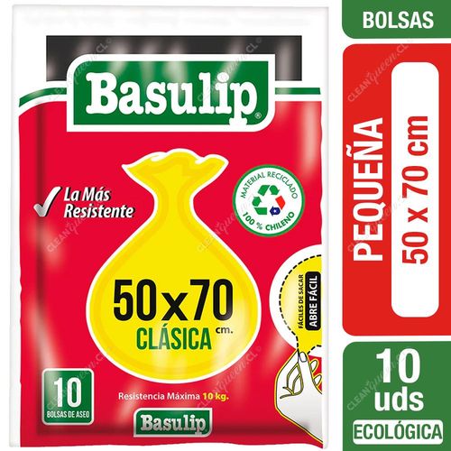 Basulip Bolsas Basura Pequeña 50 x 70 cm 10 un
