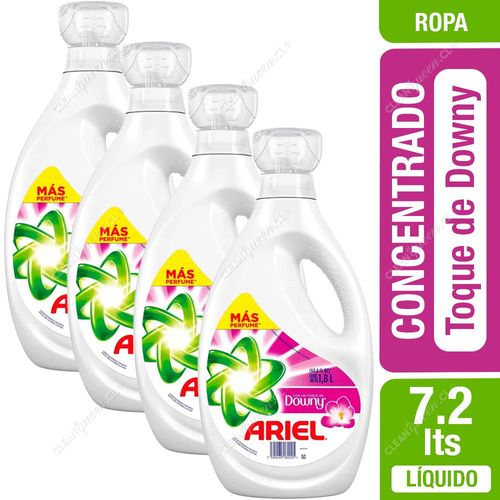 Ariel Detergente Líquido Concentrado Toque de Downy 4 x 1.8 L