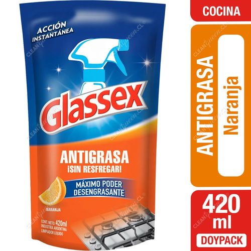 Glassex Limpiador Antigrasa Naranja Doypack 420 ml