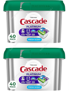 Cascade Detergente Lavavajillas Cápsulas Platinum Fresh 2 x 40 un
