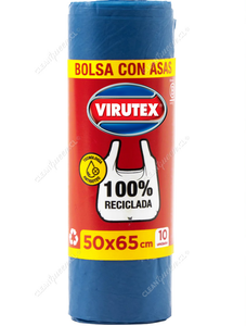 Virutex Bolsas de Basura Ecológicas con Asas 50 x 65 cm 10 un