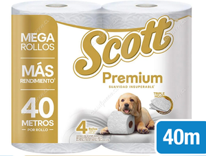 Scott Papel Higiénico Premium Triple Hoja 40 m 4 un