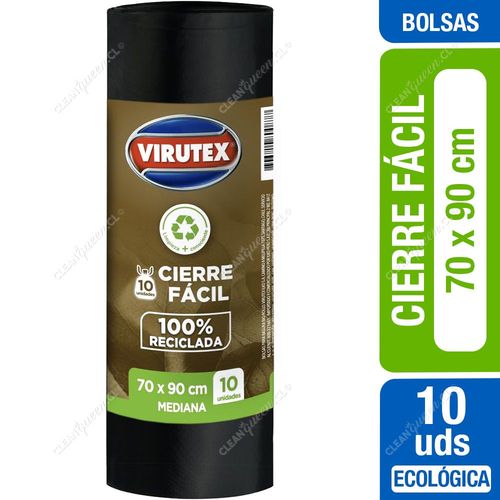 Virutex Bolsas de Basura Ecológicas Mediana Cierre Fácil 70 x 90 cm 10 un