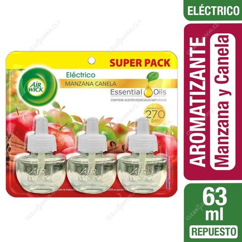 Air Wick Repuesto Aromatizante Ambiental Eléctrico Manzana y Canela Super Pack