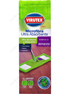 Virutex Mopa Plana Microfibra Ultra Absorbente 45 cm Repuesto