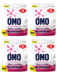 Omo Detergente Polvo Matic Bicarbonato Bolsa 4 x 800 g