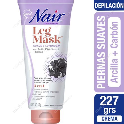 Nair Crema Depiladora Leg Mask Arcilla y Carbón 227 g