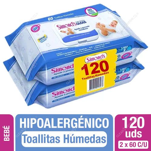 Simond's Toallitas Húmedas Gloss Hipoalergénicas 2 x 60 un