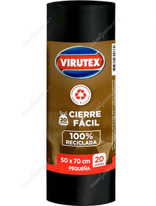 Virutex Bolsas de Basura Ecológicas Pequeña Cierre Fácil 50 x 70 cm 20 un