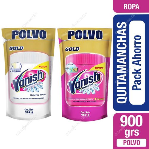 Quitamanchas en Polvo Vanish Pack Ahorro Ropa Blanca y Ropa Color 450 g c/u